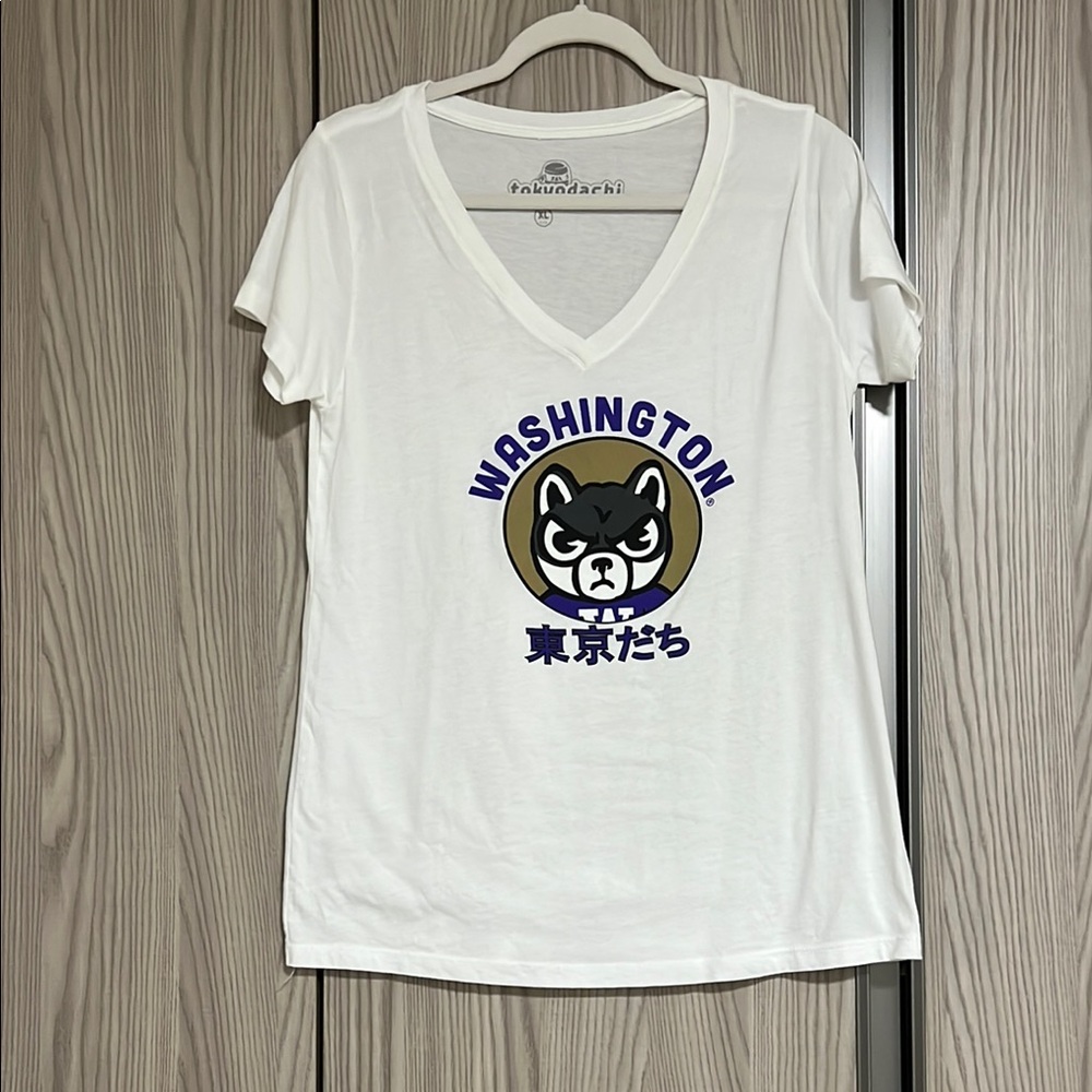 White and Purple Graphic Relaxed T-Shirt